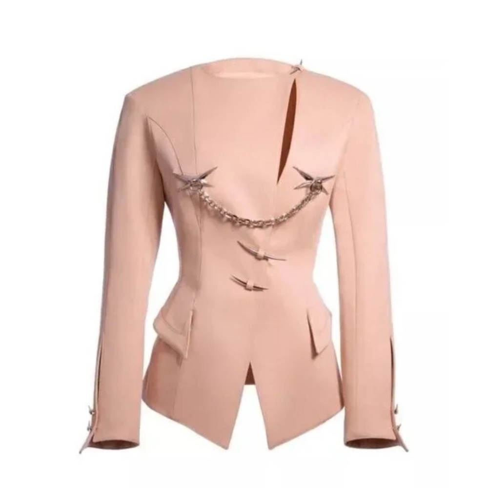 Mugler X H&M HM Hourglass Wool Jacket Blazer Antique Pink